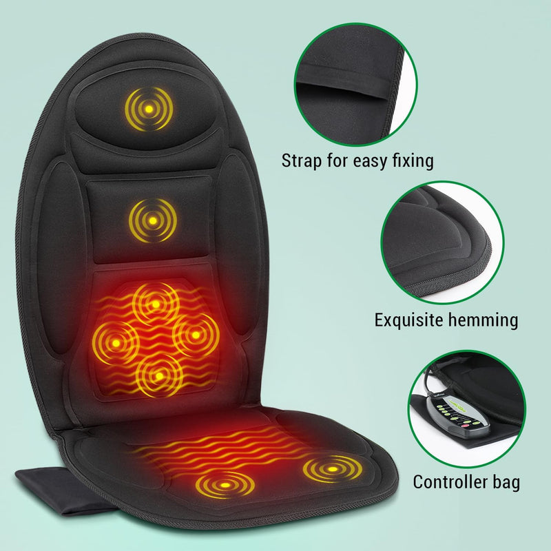 MYNTA Vibrating Massager Seat Cushion with Fast Heat,8 Vibration Massage Nodes to Release Stress and Fatigue,Back Massager Chair Pad for Back