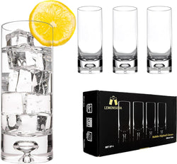 LEMONSODA Crystal Bubble Base Collins Glass Highball Tumbler - Set of 4-12OZ - Heavy Weighted Bottom - Unique Design Great for Water, Juice, Beer, Cocktails, and More