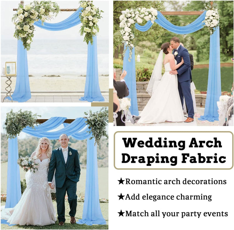 Wedding Arch Draping - Baby Blue Chiffon Fabric Panels 6 Yards - IndoorOutdoor Ceremony  Reception Backdrop