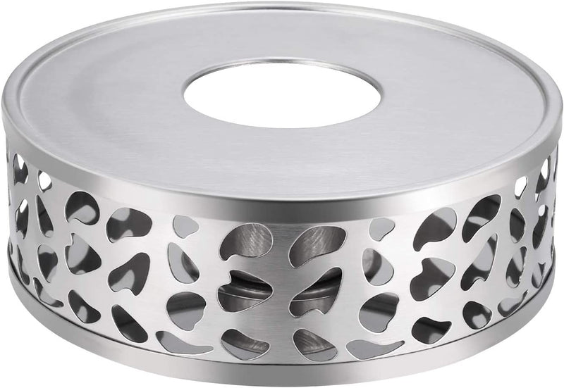 Simtive Teapot Warmer, Brushed Stainless Steel Tea Warmer with Tealight Holder, Silver