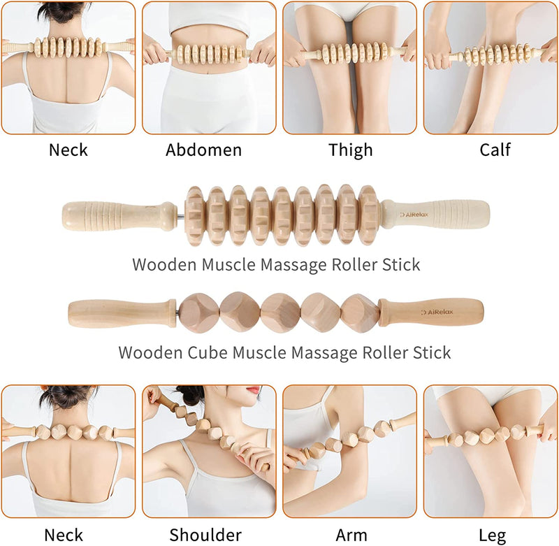 7 Pack Wood Therapy Massage Tools for Body Shaping Set, Cellulite Massager,Maderoterapia Kit Colombiana,Lymphatic Drainage Massager Tools for Neck Back Waist Pain Relief