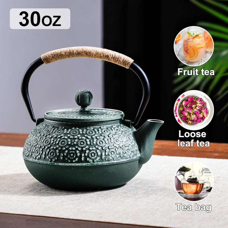 PARACITY Cast Iron Teapot Japanese 30.5 OZ, Tea Kettle Pot for Stove Top, Tea Pot with Stainless Steel Infusers for Loose Tea, Boiling Hot Water Tea, Mothers Day Gifts from Daughter/Son