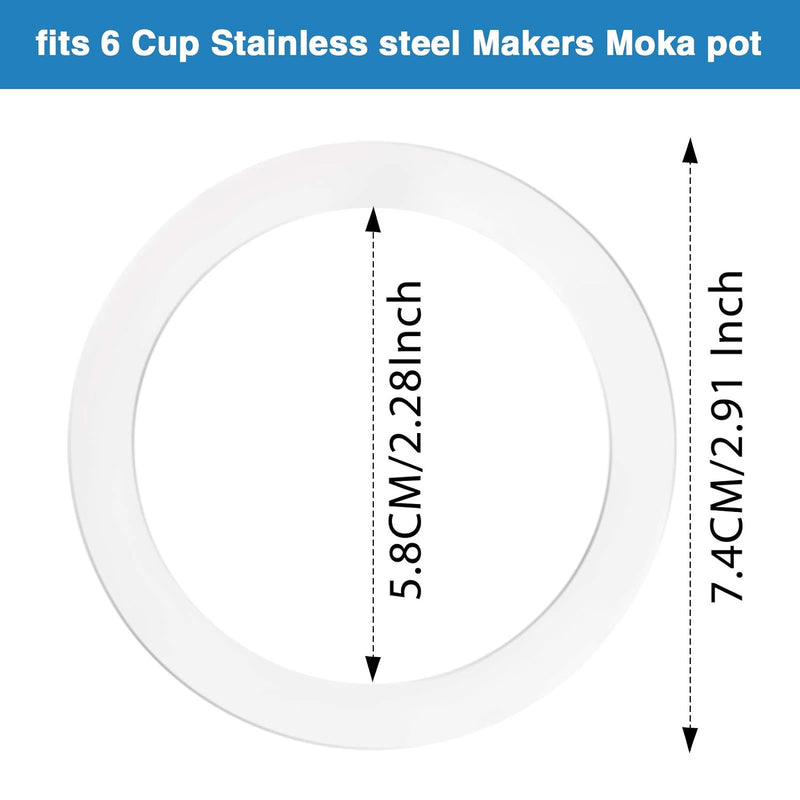 Moka Express Replacement Funnel Kits, 3 Packs Replacement Gasket Seals, 1 Stainless Steel Replacement Funnel with 1 Pack Stainless Filter Replacement (6-Cup)