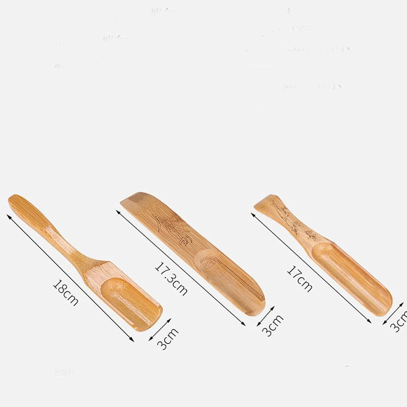 3pcs Bamboo Tea Spoon Scoop Shovel Wooden Loose Tea Scoop Chinese Tea Fittings for Scooping Coffee Powder,Tea,Cacao,Condiment and Spices