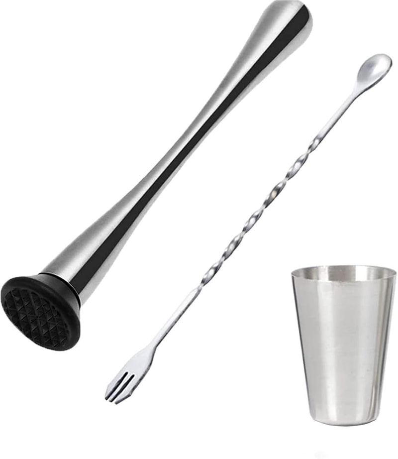 Sihuuu Muddler for Cocktails Set Stainless Steel Fruit Crusher 8 Inch Bar Tools for Home Making Mojito Mix Fruit Drinks