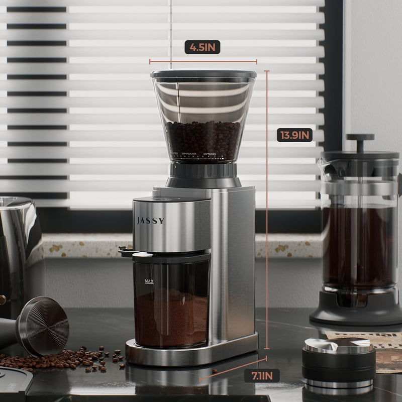 Burr Coffee Grinder Electric,Touchscreen Coffee Grinder,24 Grinding Settings Electric Coffee Bean Grinder with Timer Setting for Espresso/Drip/Pour Over/Cold Brew/French Press Brewing,Stainless Steel