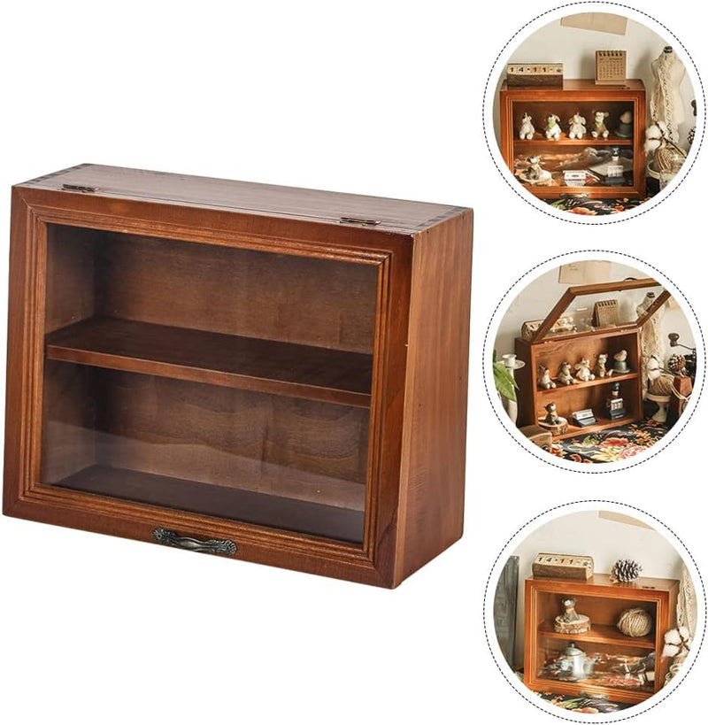 Countertop Display Shelves Wooden Tea Box Organizer Wood Tea Storage Box Chest Tea Bag Holder Rack Storage Container Tea for Coffee Tea Sugar Sweeteners Creamer Coffee Mug Display Box