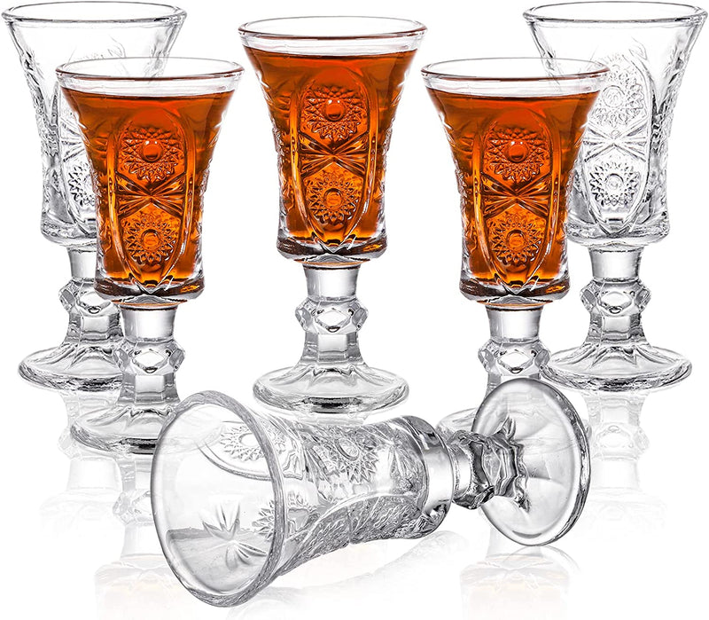 Youeon 12 Pack 1.2 Oz Shot Glasses Set, Clear Cordial Glasses, Fancy Shot Glasses, Mini Wine Glass with Heavy Base, Sherry Glasses Small Goblet Glasses for Tequila, Liquor, Whiskey, Vodka