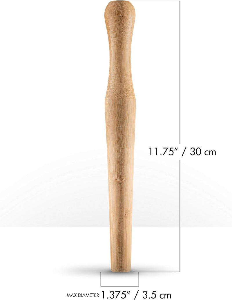 Piña Barware Professional Cocktail Muddler - 12" / 30cm Bamboo with Smooth Muddler (One Muddler)