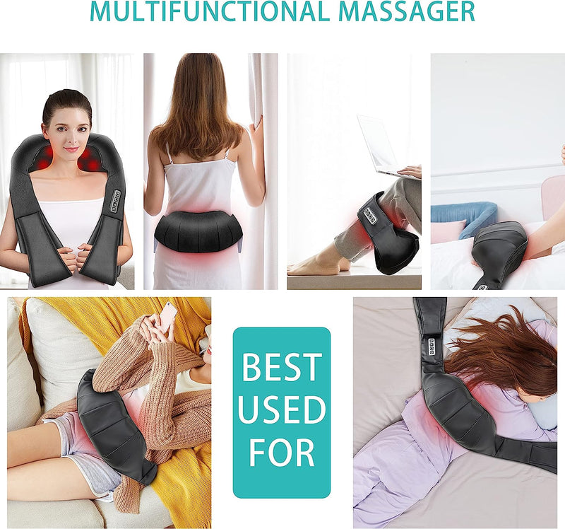 Shiatsu Back Shoulder and Neck Massager, Shiatsu Neck Massager, Back Massager with Soothing Heat, Shoulder Massager for Neck, Back, Shoulders, Feet, Ideal Relaxation Gift at Home, Office, Car