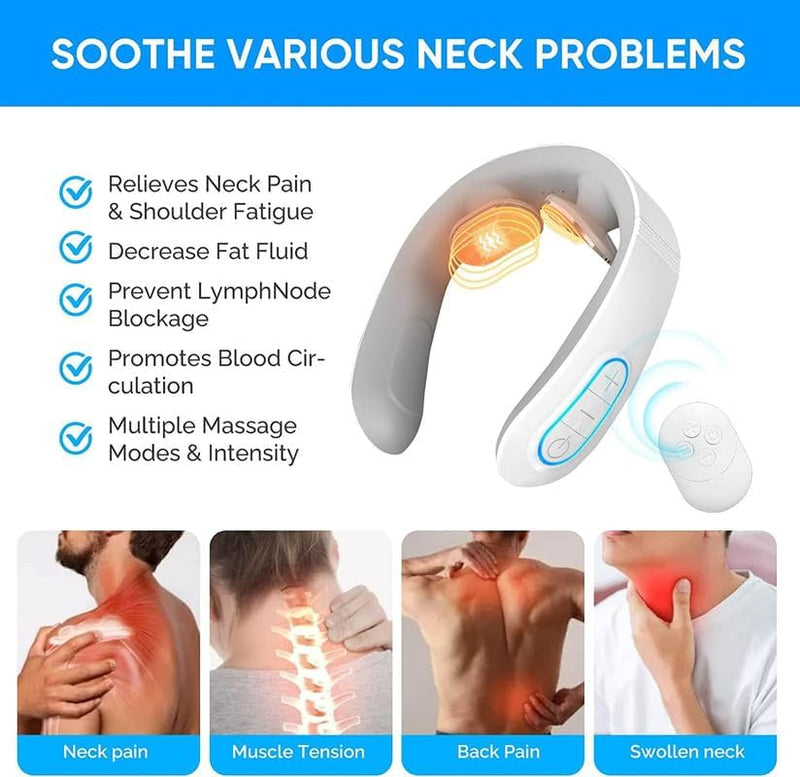 Neck Massager - Neck Massager for Pain Relief Deep Tissue Release Neck Tension in Front of Computer Smartphone Home，Office (White)