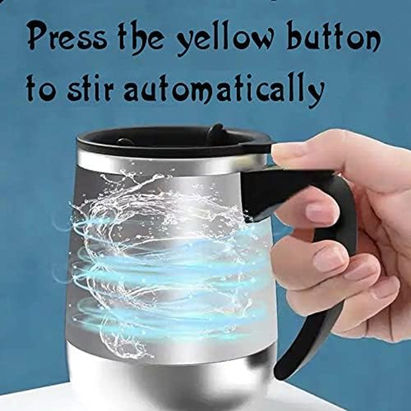 IAMPDD Self Stirring Mug Auto Self Mixing Stainless Steel Cup for Coffee/Tea/Hot Chocolate/Milk Mug for Office/Kitchen/Travel/Home -450ml/15oz The best gift（Sea blue）