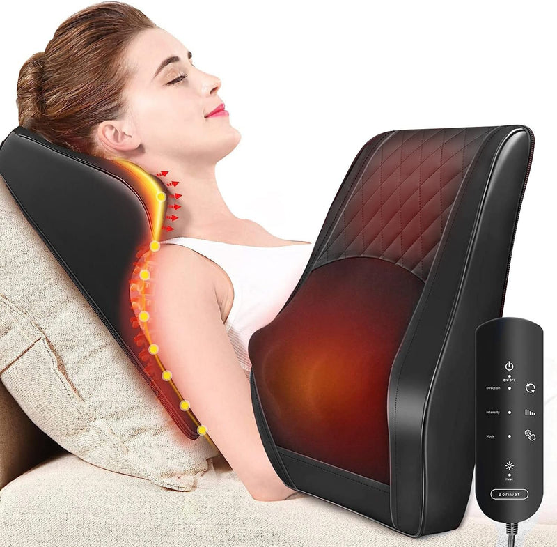 Boriwat Massager with Heat, 3D Kneading Massage Pillow for Neck, Shoulder, Leg Pain Relief, Gifts for Men Women Mom Dad, Stress Relax at Home Office and Car