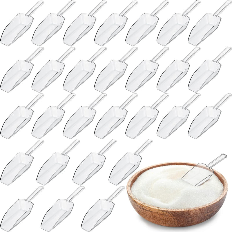 36 Pcs 5.5" Acrylic Plastic Kitchen Scoops Multi Purpose Clear Plastic Scoops for Weddings, Candy Dessert Buffet, Ice Cream, Coffee Beans, Tea