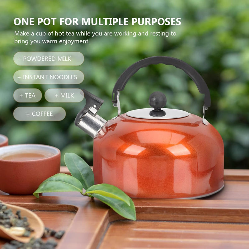 Kisangel Stainless Steel Water Kettle Whistling Teapot Mini Hot Water Stovetop Tea Kettle for Sounding Kettle,Orange