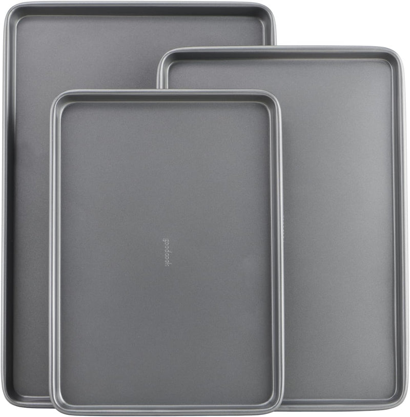 Goodcook Baking Sheet, 13 Inch x 9 Inch, Dark gray - 3 Piece