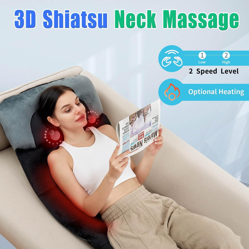 Full Body Massage Mat with Shiatsu Neck Massager, 3D Lumbar Traction & Relaxation, Back & Waist Heat, 4 Vibrating Motors, Full Body Massager for Stretching & Circulation, No Weight Limit, Fit 5'1-6'2