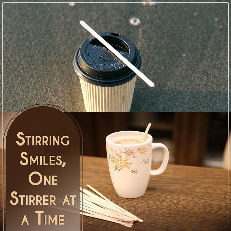 Perfect Stix Premium Wooden Coffee Stirrer Sticks, Thick Birch Wood 1000 Count, 5.5" Inches. Eco-Friendly Wooden Stirrers (5.5Inches / 1000PC)