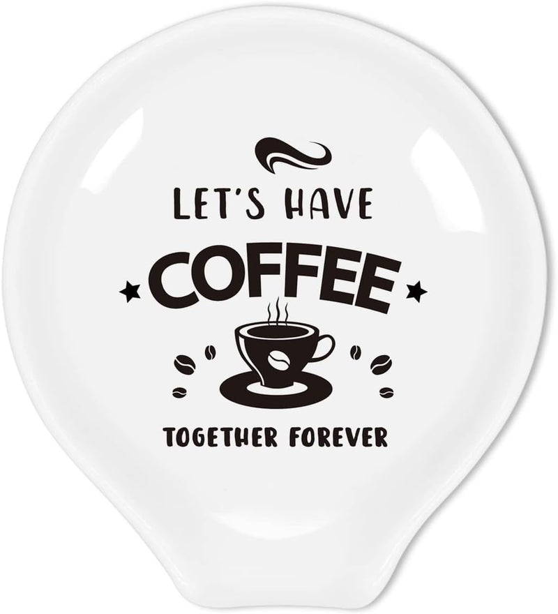 Uhealik Funny Coffee Quote Ceramic Coffee Spoon Holder-Coffee Spoon Rest -Coffee Station Decor Coffee Bar Accessories-Coffee Lovers Gift for Women and Men (I Like My Coffee Hot Just Like My Husband)