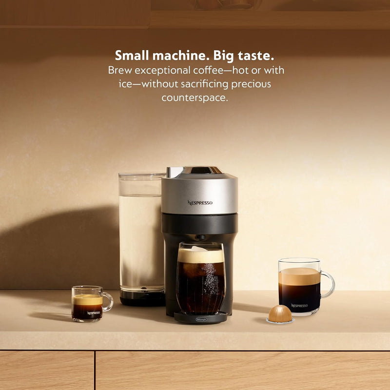 Nespresso Vertuo Pop+ Deluxe Coffee and Espresso Machine by De'Longhi, Silver