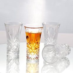 QUAFFER Tequila Glasses Heavy Base Shot Glass Cordial Glasses 2oz (Set of 4) – Classic Shape Elegant Patterned Glass - Authentic Tequila Shot Glass Set –– Perfect for Parties, Bars, Events, Home Bar