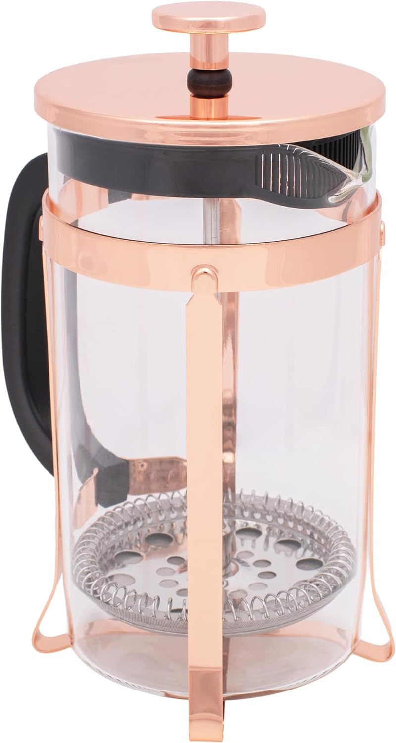 Elanze Designs Natural Grain 1 Liter Large Glass and Bamboo French Press Coffee and Loose Leaf Tea Maker