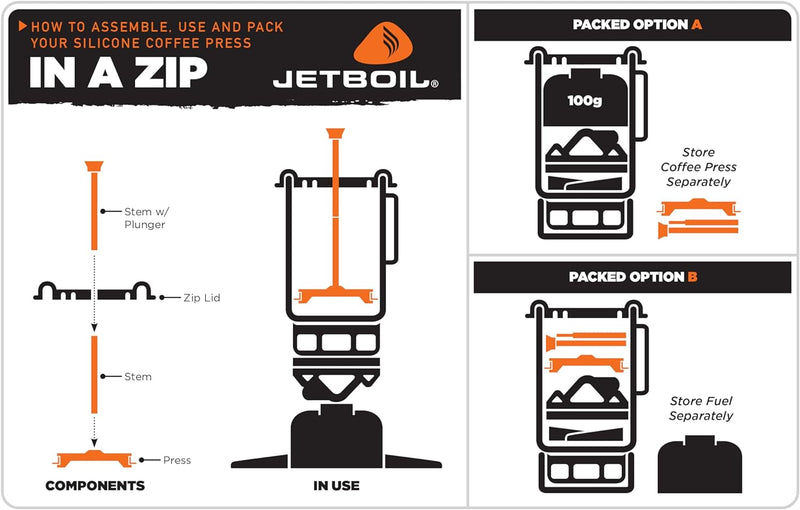 Jetboil Silicone French Press Coffee Maker Camping Stoves, Regular