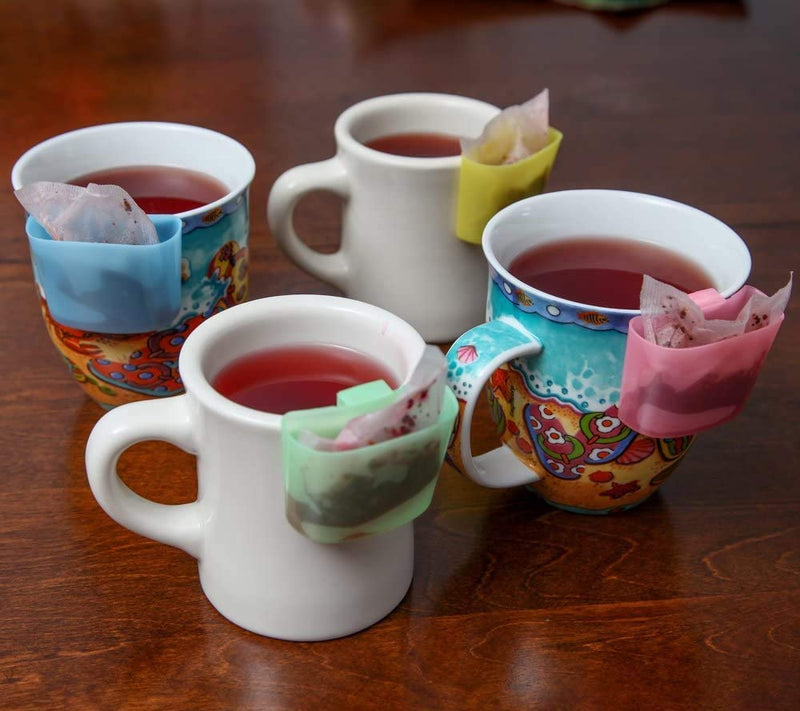 Set of 8 Tea Bag Holders that Hang Onto Your Cup! - Keeps Your Table Clean and Your Teabag Close! - Hangs Right on the Side of Your Cup! (8)