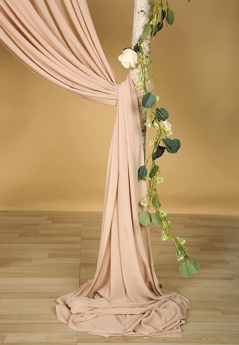 Characters 2 Panels Chiffon Drapes for Wedding Arch Backdrop Party  Ceremony Decoration 27 X 216 Inch Nude