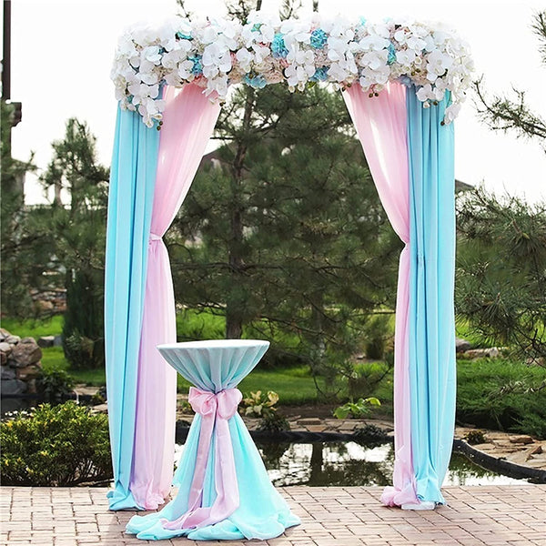 Blue Wedding Arch Drapes - 18FT Sheer Backdrop Curtain and Drapery Set for Archway Ceremony Decor