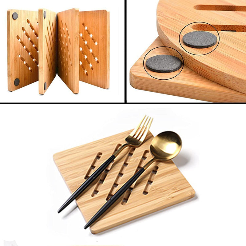 Trivet,Bamboo Trivet,wooBamboo Trivet Kitchen Bamboo Hot Pads Trivet Natural Bamboo Trivet Mat Set for Hot Dishes/Pot/Bowl/Teapot/Hot Pot Holders 4 Square 4 Roundness 1 Storage rackden trivets. … …