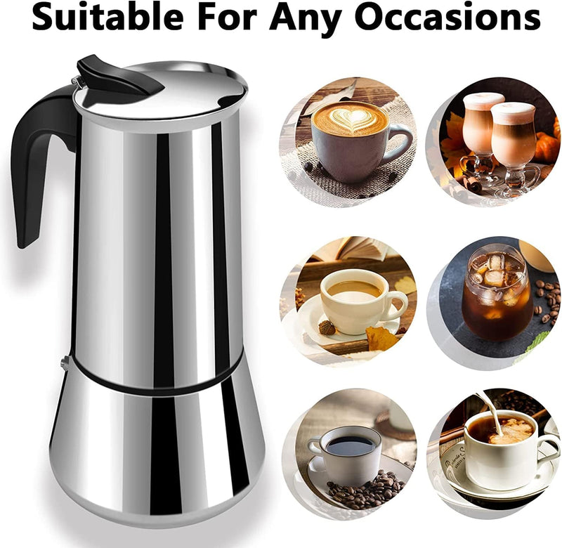 DITOSH 12 Cup 600ML 20oz Stovetop Espresso Maker Stainless Steel Moka Pot Espresso Maker Percolator Italian Coffee Maker Capable Moka Coffee Machine Cafe Percolator Maker for Home & Camping