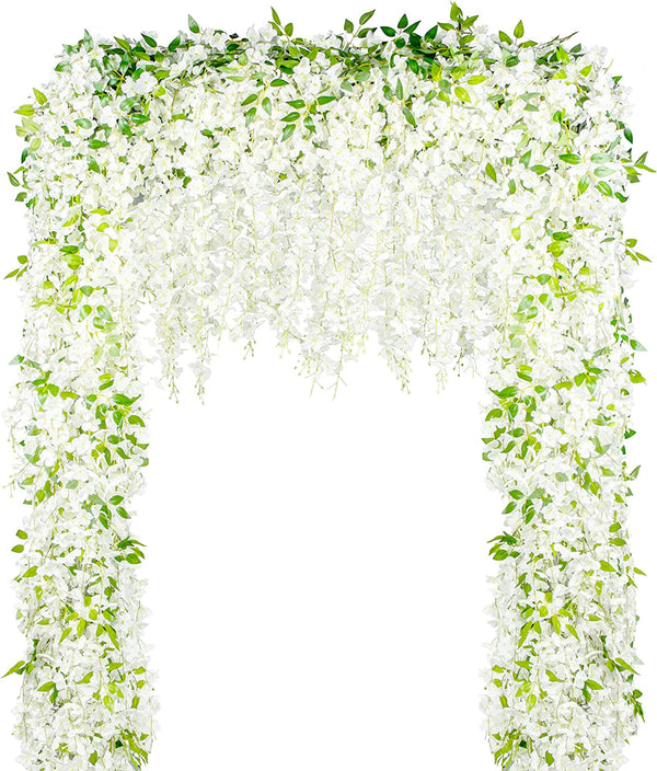 Wisteria Garland - 4PCS 72FT Artificial Flower Vine Hanging - White