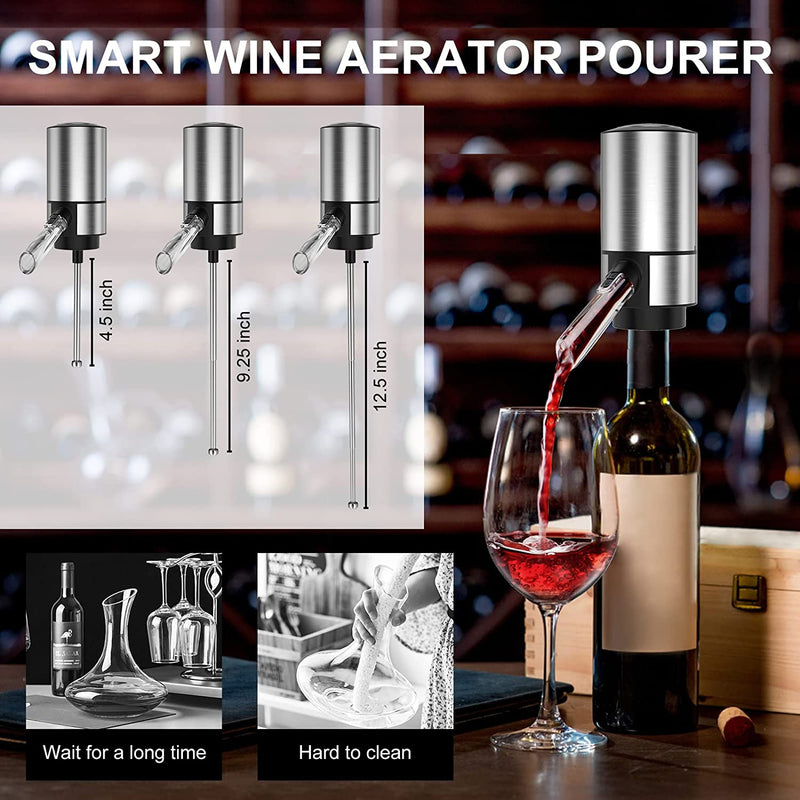 Electric Wine Opener-Rocyis Wine Gift Set-Electric Wine Aerator Pourer-Wine Dispenser Battery Operated, Rechargeable Wine Bottle Opener with Foil Cutter, Vacuum Stoppers-Wine Gifts for Women