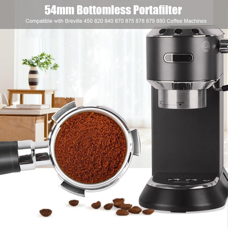 Cornesty 54mm Bottomless Portafilter, 3 Ears Portafilter for Breville 450 820 840 870 875 878 879 880 Machines, With Stainless Steel Filter Basket and Cleaning Brush Spoon, Espresso Accessories