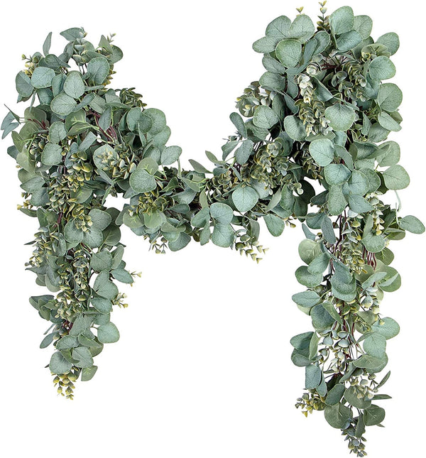 656 Ft Eucalyptus Garland with Boxwood and Silver Dollar Leaves - Artificial Greenery for Events and Home Decor