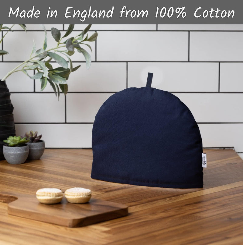 Muldale Large Tea Cozy for Teapot - Oxford Navy - Teapot Cozy Cover Insulated to Keep Warm Thermal 100% Cotton Extra Thick Wadding - Made in England - Tea Cozies Covers Fit 1 to 6 Cup