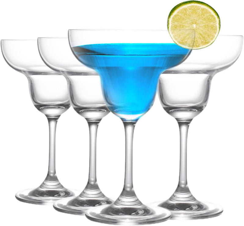 Qipecedm Margarita Glasses Set of 4, 10 Ounce Martini Cocktail Glasses, Crystal Clear Daiquiri Glasses, Classic Cocktail Drinking Glasses, Elegant Glassware for Margaritas, Pina Coladas, Cocktails