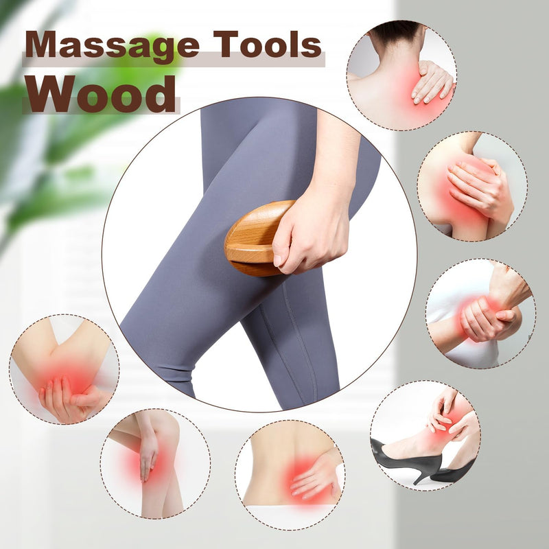 NXCYLW Wood Therapy Fascia Release Massage Tools,Manual Trigger Point Lymphatic Drainage Cellulite Massager,Wooden Massage Brush Gua Sha Body Sculpting Tool,for Neck,Back,Abdomen,Legs & Full Body