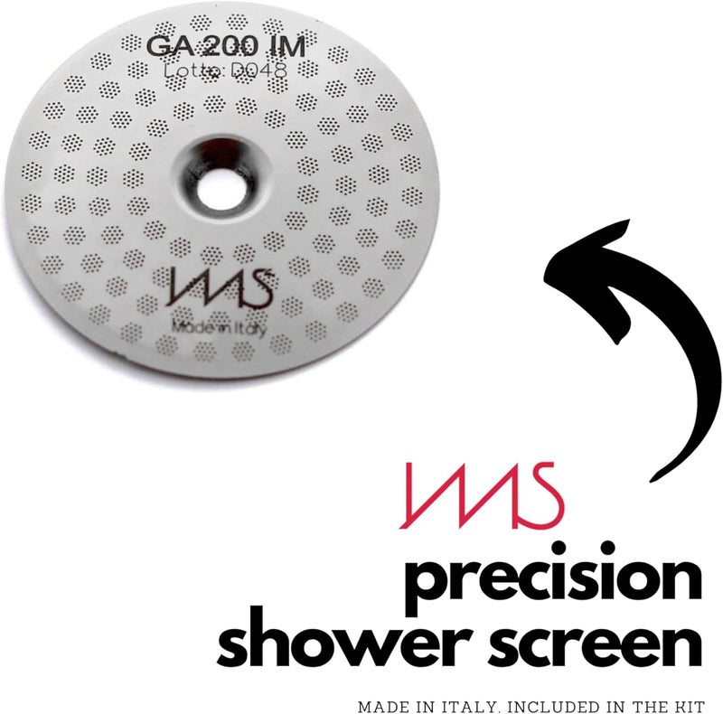 Tune Up Kit for Gaggia. IMS Precision Shower Screen, Brass Shower Holder, Silicone Gasket, Screws