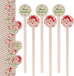 120Pcs Christmas Coffee Stir Sticks Wooden Cocktail Stirrers Disposable Drink Stirrers Round Wooden Milk Stirrers 6 Inch Christmas Wooden Stir Sticks for Coffee Beverages Cocktail Chocolate Hot Drinks