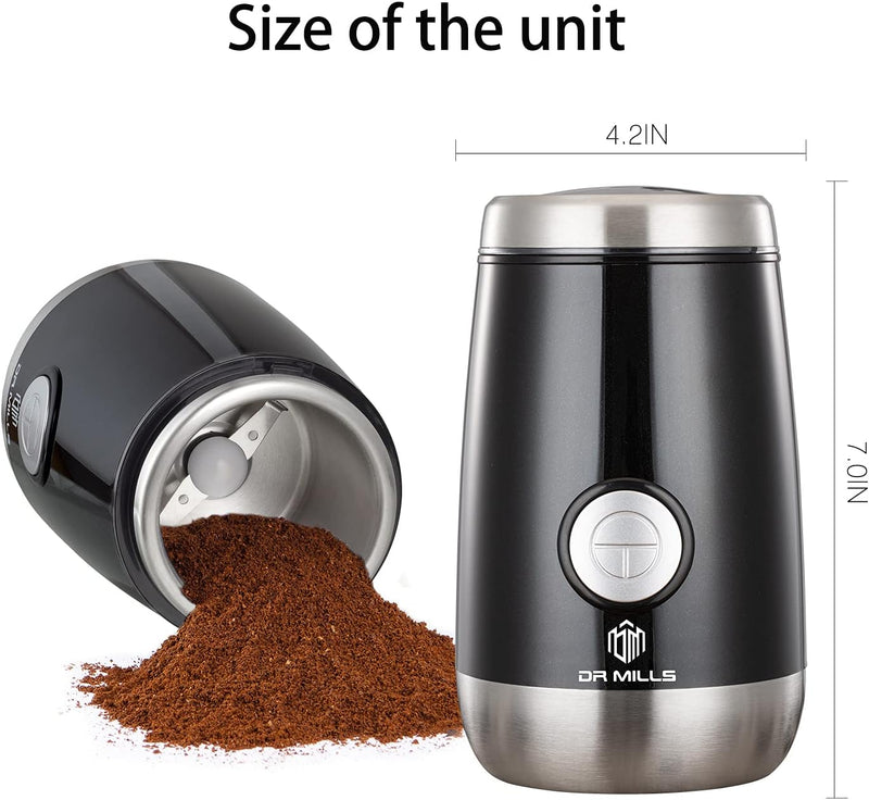 DR MILLS DM-7445 Coffee Grinder Electric Grinder Spice and Herb Grinder, Blade & cup made with SUS304 stianlees steel food grinders electric