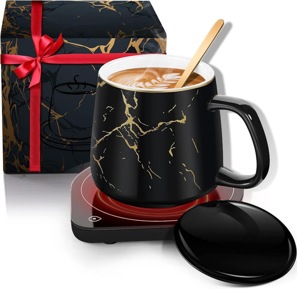 Coffee Mug Warmer & Mug Set, Coffee Cup Warmer with 2 Temperature Settings, Electric Coffee Warmer for Desk Auto Shut-Off, Candle Warmer Coffee Warmer with Mug Set for Christmas & Birthday Gifts