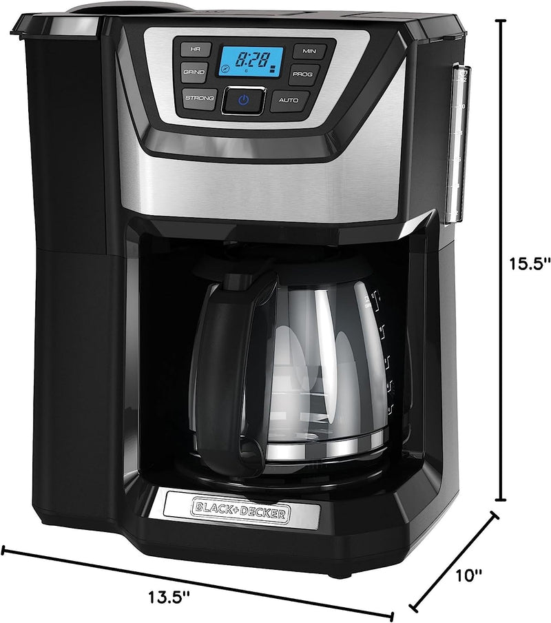 BLACK+DECKER 12-Cup Mill and Brew Coffee Maker, Black, CM5000B