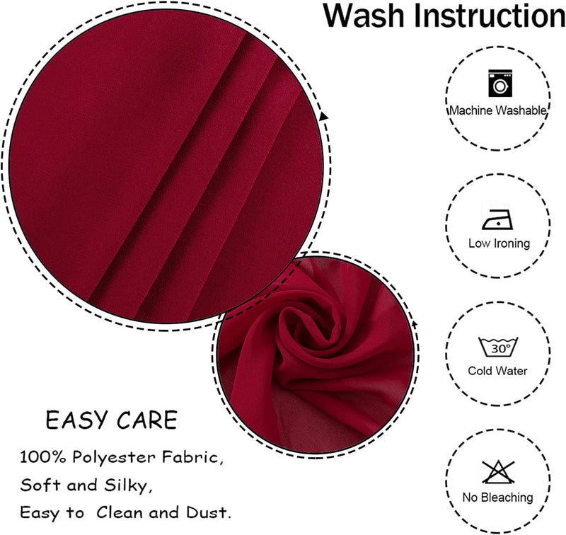 Burgundy Wedding Arch Drapes - 18FT Chiffon Fabric Panels for Ceremony and Reception Decorations
