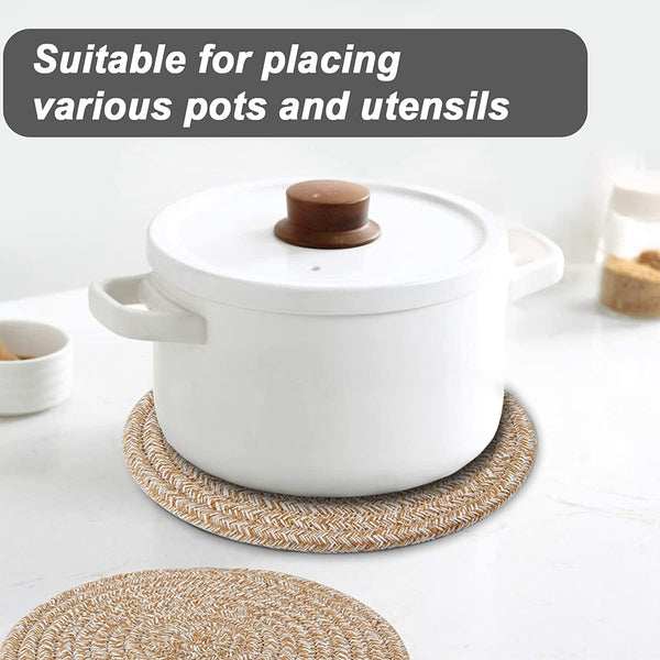 Pot Holders Trivets Set 4 Pcs, Potholders for Kitchens, 100% Pure Cotton Thread Weave Trivets for Hot Dishes/Pot/Bowl/Teapot/Hot Pot Holders, 7.9 Inches. …