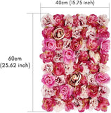 Flower Panels Artificial Flowers Wall Screen 60X40Cm (23.62"X15.75") Romantic Floral Backdrop Hedge Home Decor Wedding Party Photo Background - Red Rose