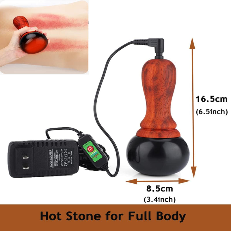 WeiiTech Hot Stones for Massage, Electric Back Massager with Temperature Control, Natural Bian Stone Gua Sha Scraping Massage for SPA Relaxation Treatment Pain Relief