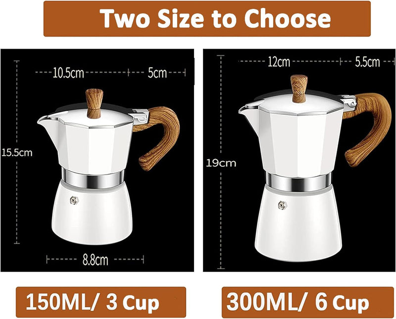 MORDEN MS Moka Pot, Stovetop Espresso Maker 6 Cup/10 OZ Italian Coffee Maker Camping Coffee Pot Manual Cuban Coffee Percolator for Cappuccino or Latte