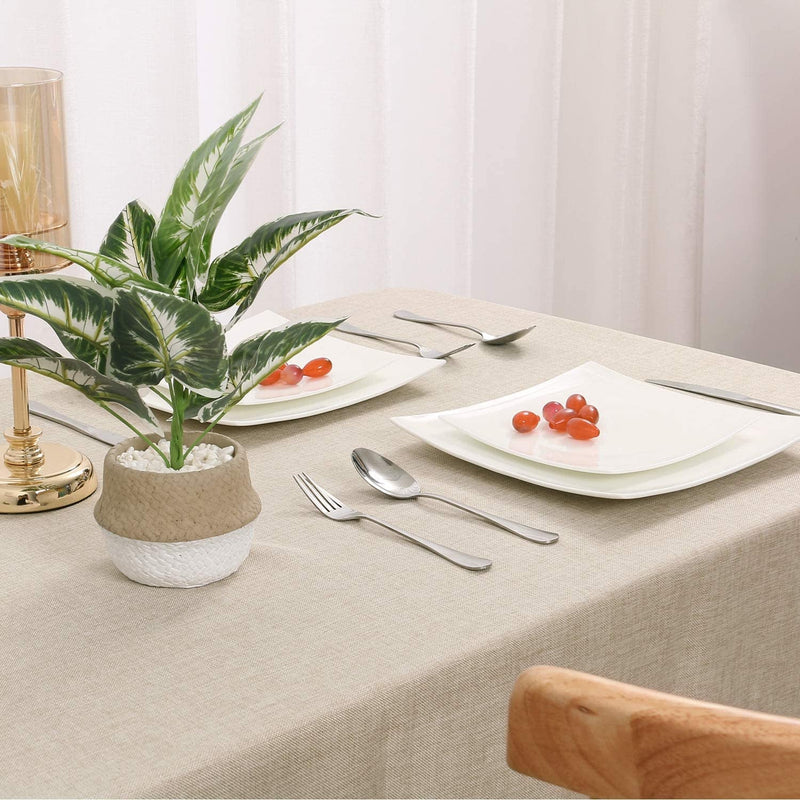 Wrinkle and Stain Resistant Beige Tablecloth - 54x80 Inch